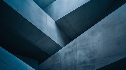 The image is of a large, empty room with blue walls and grey floors