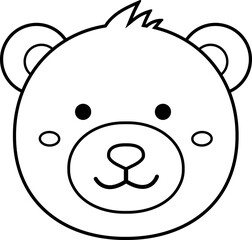 bear head outline vector.
bear head coloring drawing.