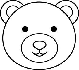 bear head outline vector.
bear head coloring drawing.