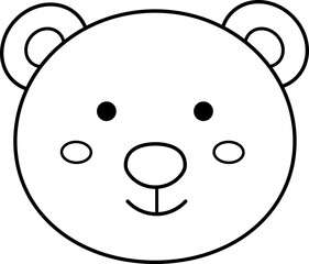 bear head outline vector.
bear head coloring drawing.