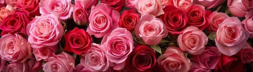 Artistic display of pink and red roses, soft lighting enhancing their natural beauty, ideal for weddings