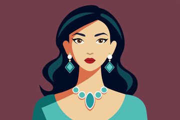 A lioness with long, flowing hair and an ornate diamond necklace. The background is decorated with intricate patterns and seemingly stylized feathers or leaves. an atmosphere of jewelry and beauty