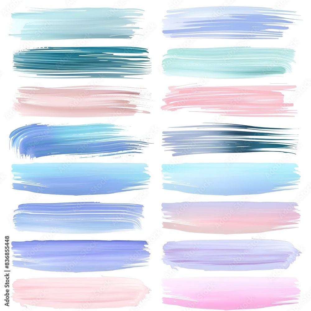 Poster a set of colorful paintbrush strokes on a white background. the brushstrokes are of various colors a