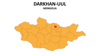 Obraz premium Darkhan-Uul Map in Mongolia. Vector Map of Mongolia. Regions map of Mongolia.