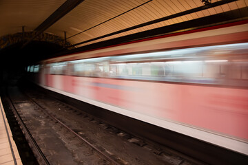 Interior of metro station - People inside the crowded metro train
