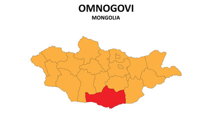 Omnogovi Map in Mongolia. Vector Map of Mongolia. Regions map of Mongolia.