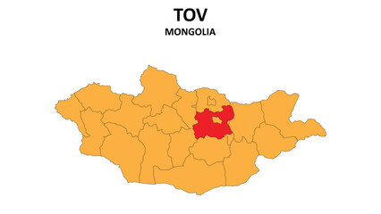 Obraz premium TOV Map in Mongolia. Vector Map of Mongolia. Regions map of Mongolia.