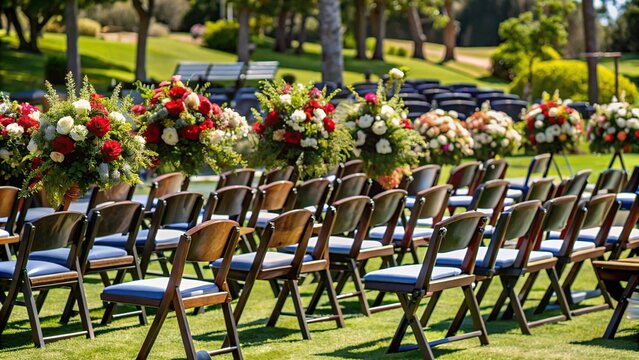 Empty chairs and flowers at Jeremy N. Henwood memorial service in San Diego