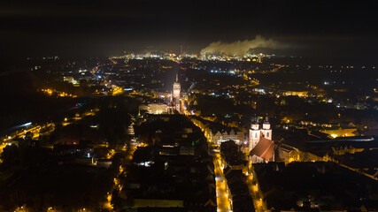 Wittenberg in Germany at Night. Industrie and City in Germany.