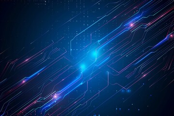 Vector Illustration Technology With Line Pattern Over Dark Blue Background. Modern Hi-tech Digital Technology Concept. Abstract Internet Communication, Future Science Techno Design for Background.