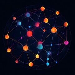 Global Information Network: 3D Rendered Concept of Digital Data Protection and Storage Using Blockchain Technology. Secure Global Network for Efficient Data Management and Connectivity