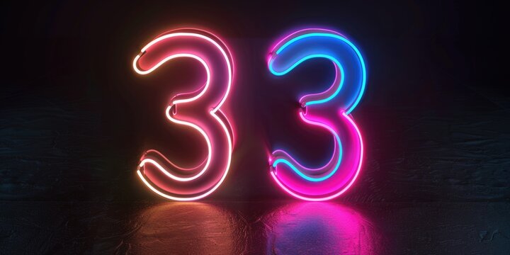Neon Number Sign 33