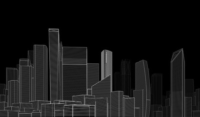 Obraz premium Modern city sketch 3d rendering