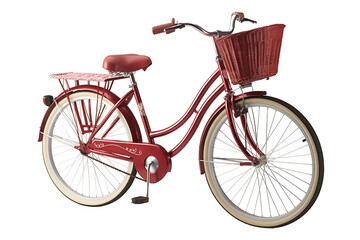 A red bicycle isolated on white or transparent background. AI Generated.