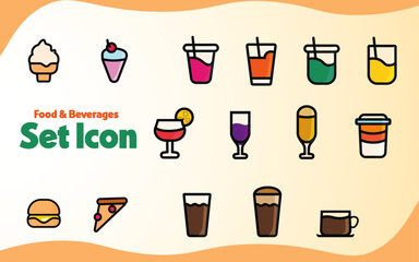 Food and beverages Set Icon