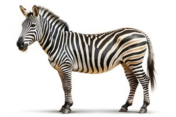 Fototapeta premium Zebra standing on white background 