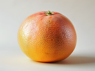Close Up Single Ripe Juicy Grapefruit on White Background