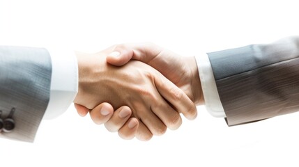 Close-up of executive business handshake, very professional in white background