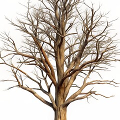 Obraz premium Majestic Leafless Tree with Intricate Branches Against a White Background Capturing the Beauty of Nature's Simplicity and the Elegance of Bare Trees in Winter or Early Spring