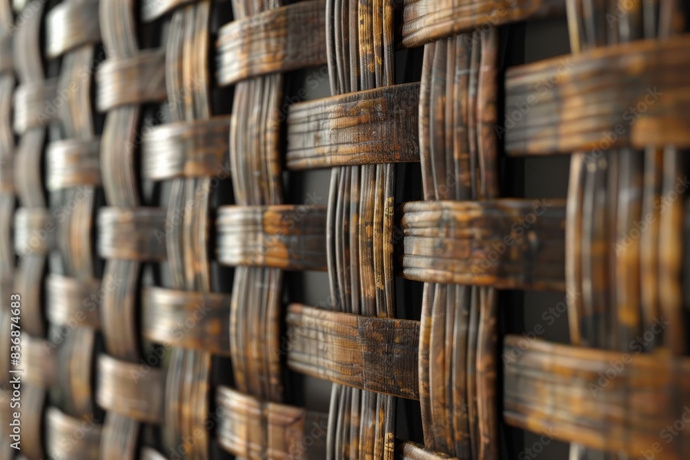 Aufkleber close-up texture of woven wood pattern showcasing intricate craftsmanship and rustic design, perfect
