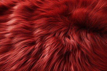 Naklejka premium Close-up soft, luxurious red fur texture. Ideal backgrounds, fashion, design projects. Elegant vibrant smooth feel.