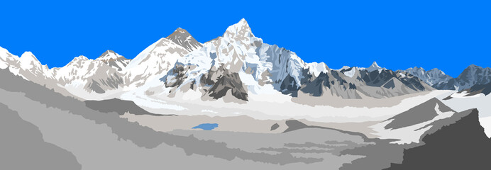 Mount Everest, mt Lhotse, Nuptse and Ama Dablam