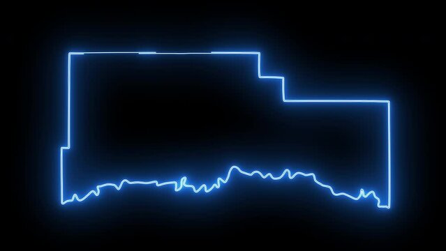 map of Wolf Point in montana with a blue glowing neon effect