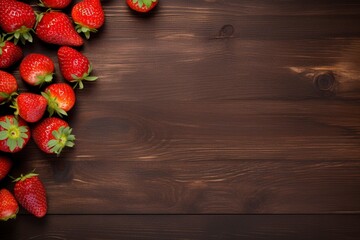 strawberries on wooden background, generative ai
