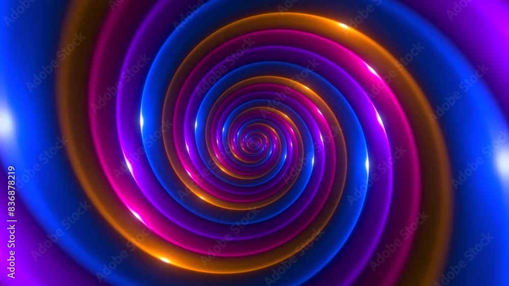 Poster minimal spiral in infinite rotation. abstract background in blue and red colors. dizzy concentric pa