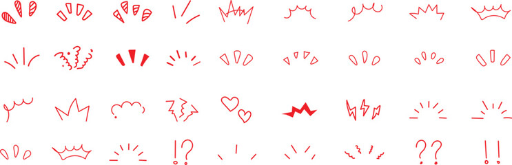 Doodle pop surprise line elements. Hand drawn shine sunburst ray frame for title headline illustration. Doodle eps10.