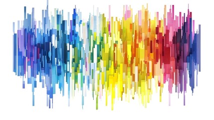 Digital pixel art with rainbow colors, isolated on white or transparent PNG, modern style