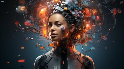 futuristic AI system seamlessly generating diverse forms of content,