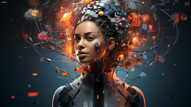 futuristic AI system seamlessly generating diverse forms of content,