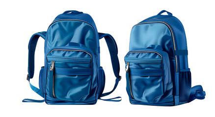 Fototapeta premium Two blue backpacks with zippers and pockets