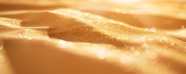 Desert sand. Close-up view of desert sand with subtle gold hues color, showing delicate ripples and...