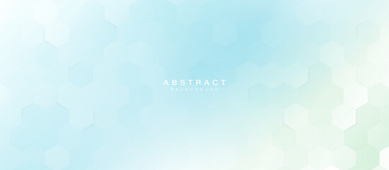 Abstract blue and white hexagon background. Futuristic digital hi-technology banner. Healthcare background. Vector