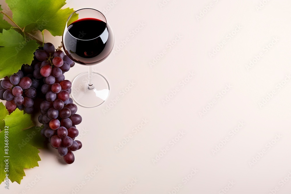 Wall mural grapes and wine background, generative ai