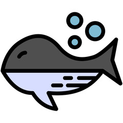 whale filled line icon