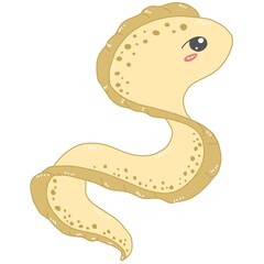 A long yellow cartoon eel with a flowing dark mane on its back.