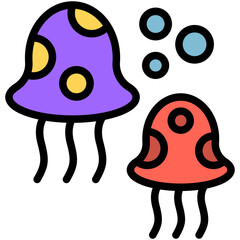 jellyfish filled line icon