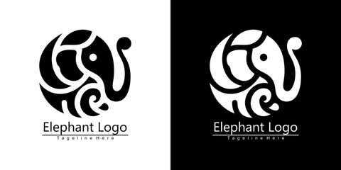 Elephant-shaped logo design with simple and unique style
