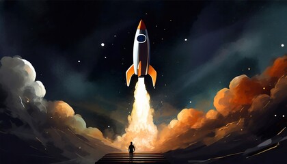 Naklejka premium rocket in space