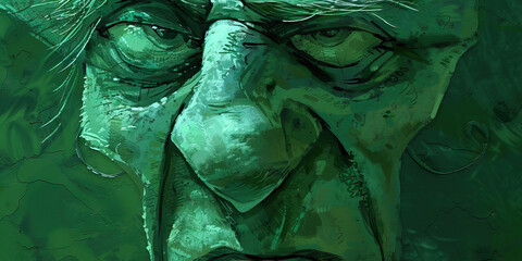 Disgust (Green): A curled lip or raised eyebrow indicating revulsion or disdain.