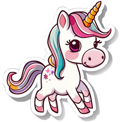 This enchanting kawaii unicorn illustration features a pink and blue mane and stars, giving off an LGBT-friendly magical charm