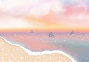 sunset beach landscape view background 