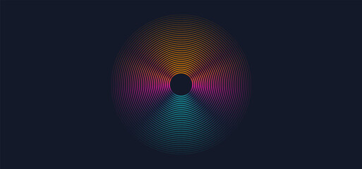 3D Lines Circle with Abstract Rings, Ripple. Background Modern Abstract Signal Radar. Vector Illustration for Banner, Poster, Postcard, Brochure.