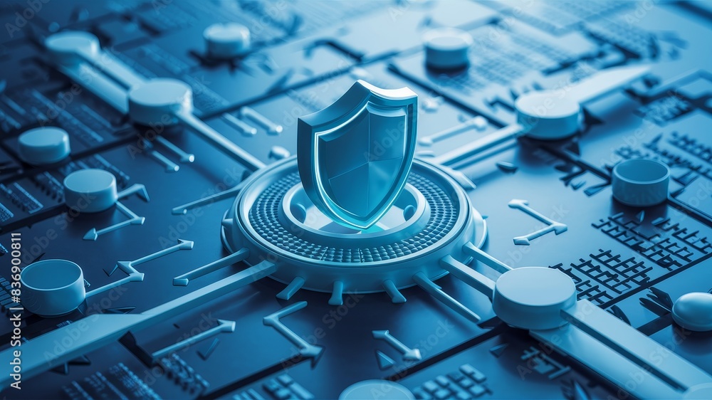 Aufkleber 3d render of a cybersecurity interface