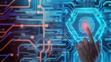 A complex network of interwoven lines, evoking a high-tech atmosphere reminiscent of a cybersecurity system