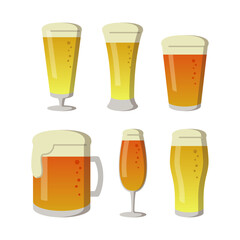 いろいろな種類のビールグラス線なしイラストセット © mayuji