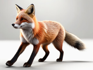 Obraz premium 3d Illustration of line pencil drawing female face silhouette sharp shadows white background , cute fox head vector design , fox logo , red fox head design